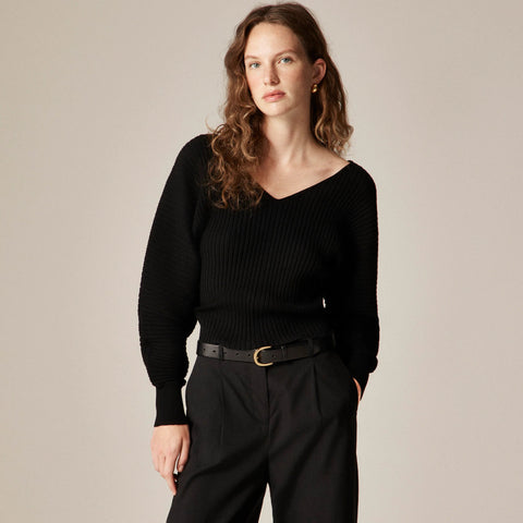 Ribbed double V-neck sweater