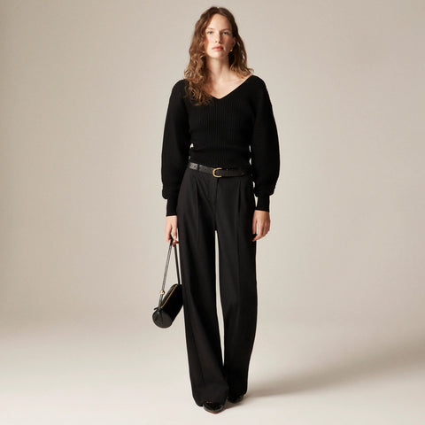 Ribbed double V-neck sweater