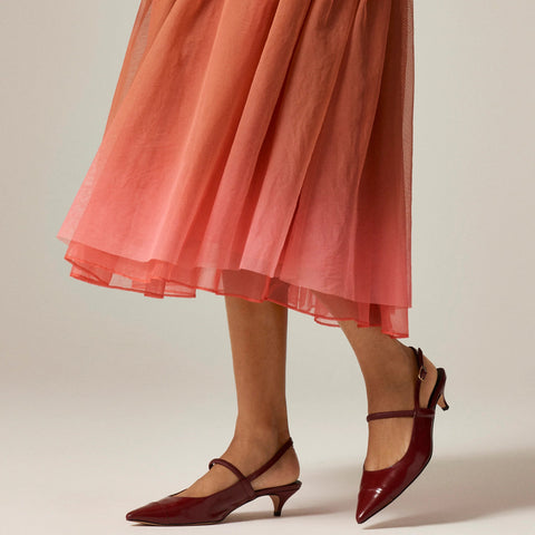 Collection pleated circle skirt in dip-dyed tulle