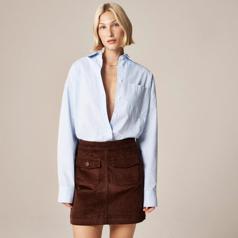 Patch-pocket mini skirt in corduroy