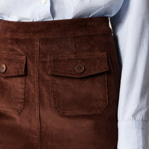 Patch-pocket mini skirt in corduroy