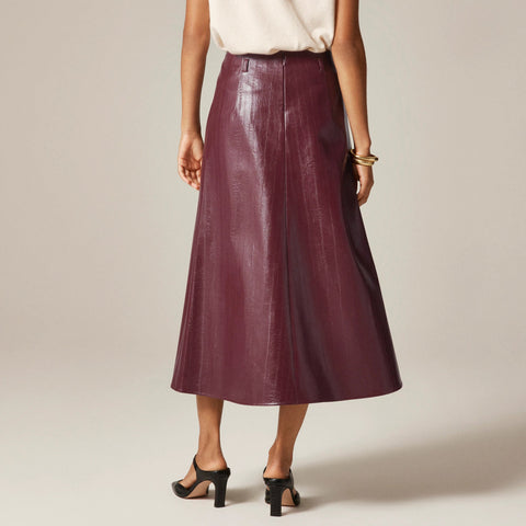 Collection A-line skirt in faux eel-skin leather