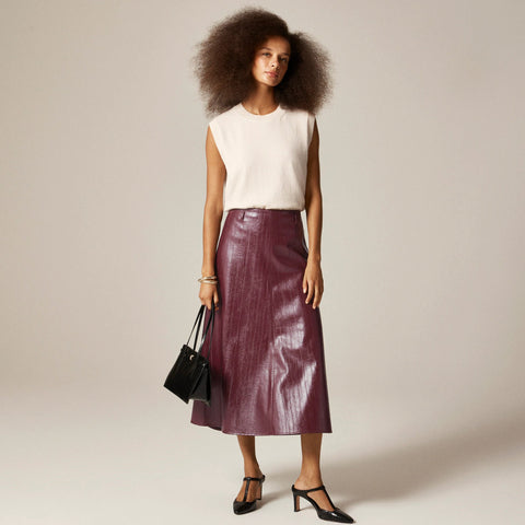 Collection A-line skirt in faux eel-skin leather