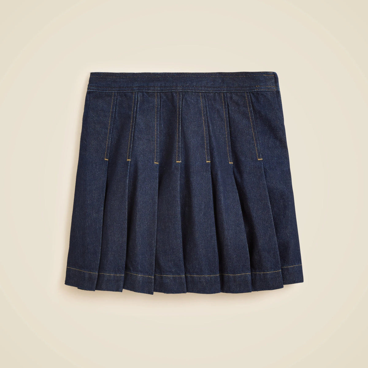 Pleated denim mini skirt