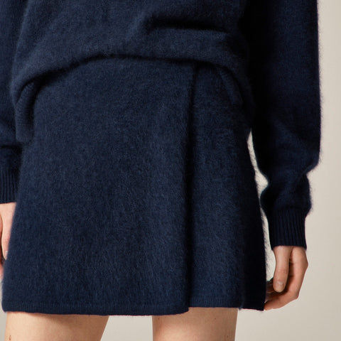 Brushed cashmere faux-wrap mini skirt
