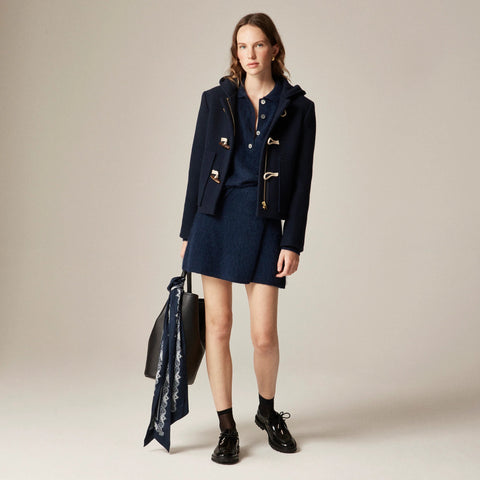 Brushed cashmere faux-wrap mini skirt