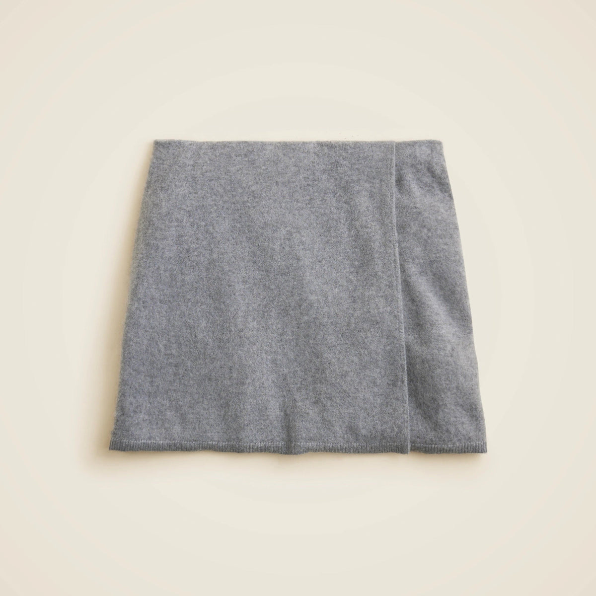 Brushed cashmere faux-wrap mini skirt
