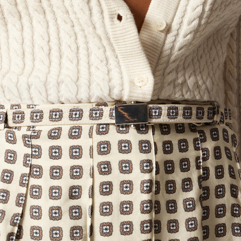 Pleated prep skirt in foulard print