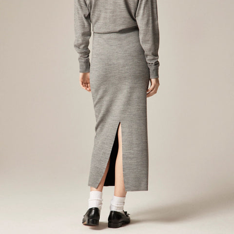 Sweater midi skirt in double-faced merino wool blend