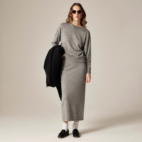 Sweater midi skirt in double-faced merino wool blend