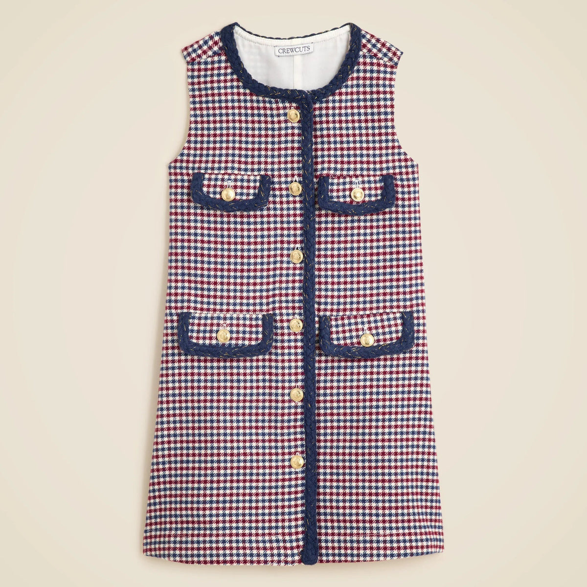 Girls' pinafore dress in houndstooth