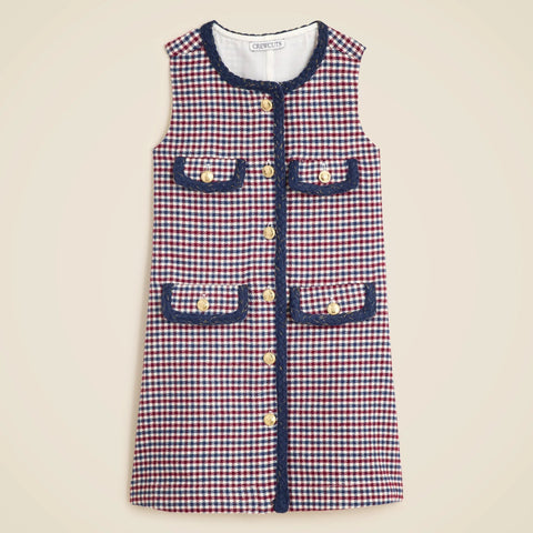 Girls' pinafore dress in houndstooth