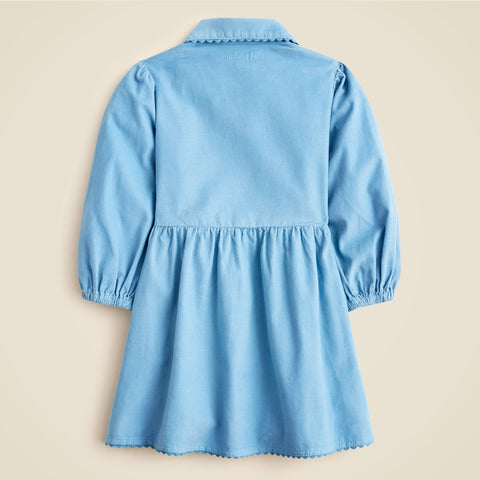 Girls' shirt-dress in lightweight corduroy