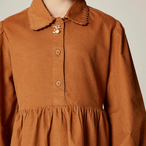 Girls' shirt-dress in lightweight corduroy