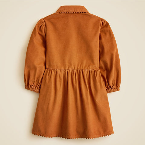Girls' shirt-dress in lightweight corduroy