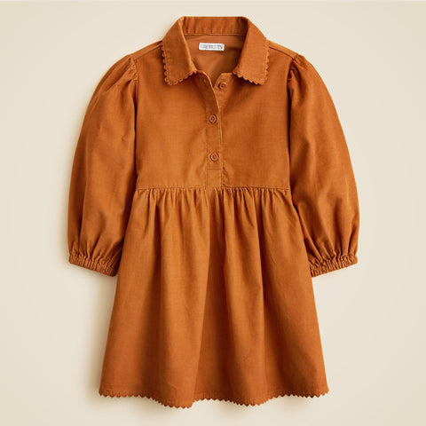Girls' shirt-dress in lightweight corduroy