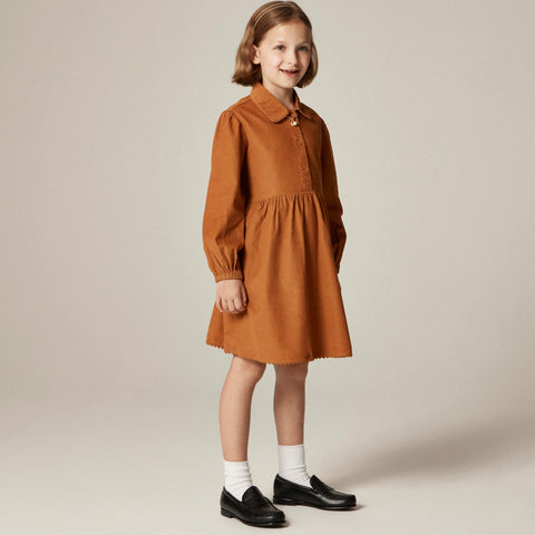 Girls' shirt-dress in lightweight corduroy