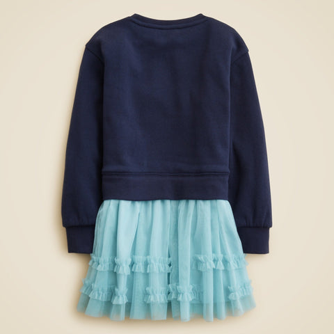 Girls' sweatshirt mixy dress with tulle