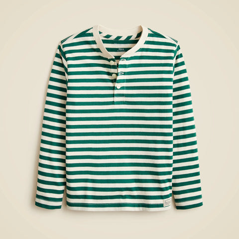 Kids' long-sleeve henley T-shirt in striped broken-in-jersey