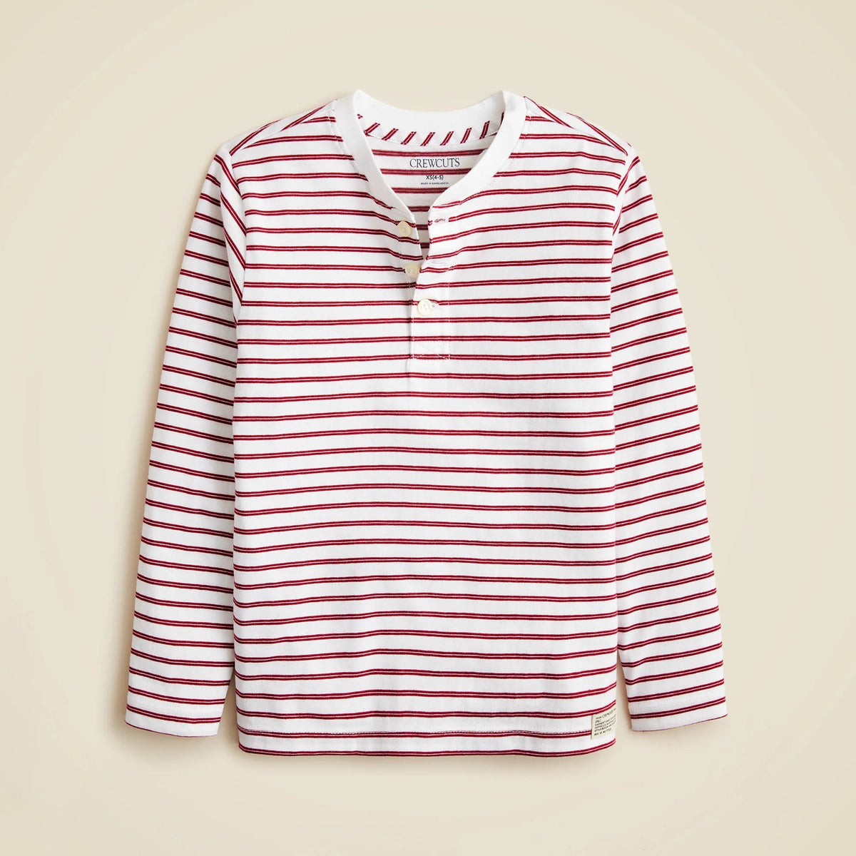 Kids' long-sleeve henley T-shirt in striped broken-in-jersey