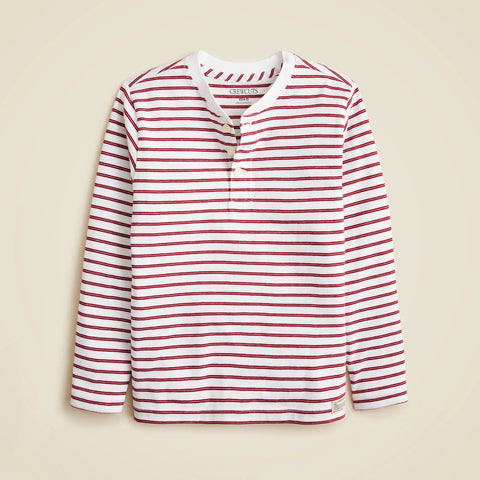 Kids' long-sleeve henley T-shirt in striped broken-in-jersey