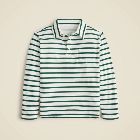 Kids' long-sleeve cotton polo shirt in stripe