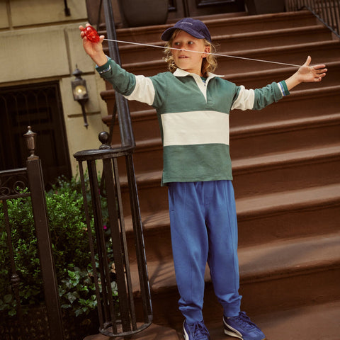 Kids' junior varsity rugby polo shirt in stripe