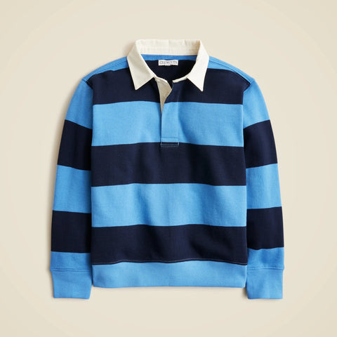 Kids' junior varsity rugby sweatshirt in striped terry