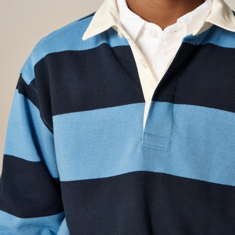 Kids' junior varsity rugby sweatshirt in striped terry