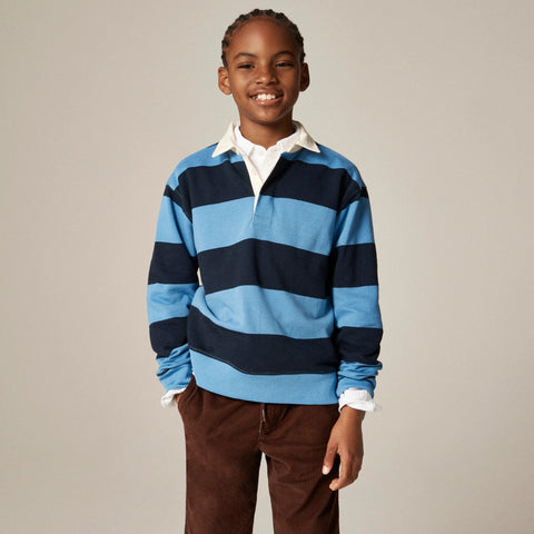 Kids' junior varsity rugby sweatshirt in striped terry