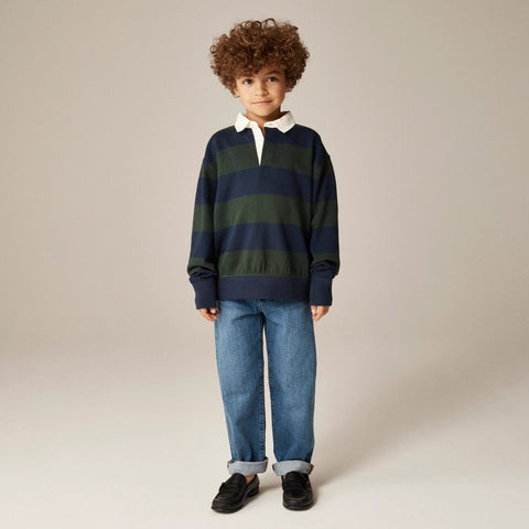 Kids' junior varsity rugby sweatshirt in striped terry