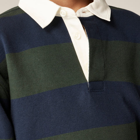 Kids' junior varsity rugby sweatshirt in striped terry