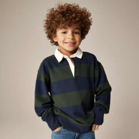 Kids' junior varsity rugby sweatshirt in striped terry