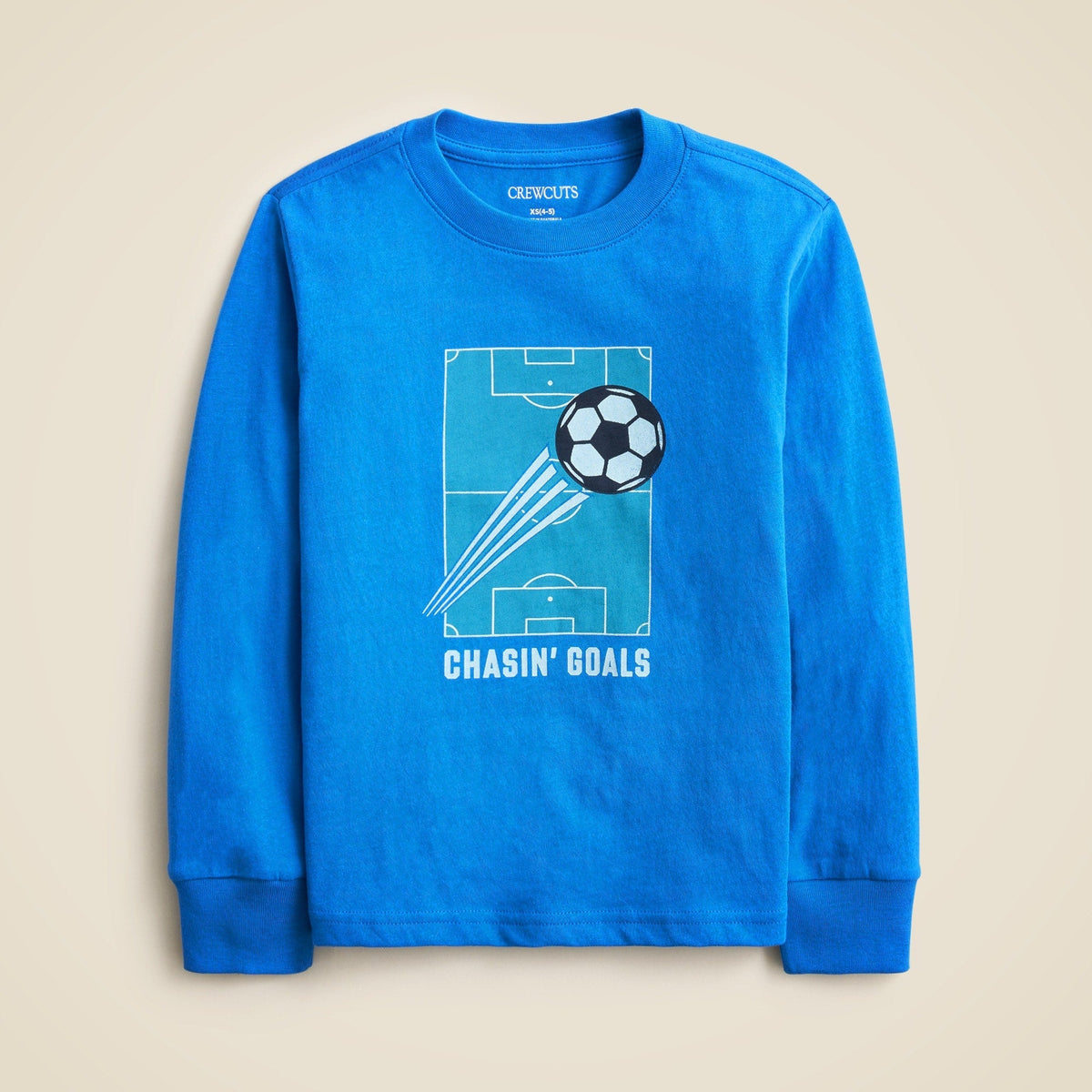 Kids' long-sleeve "Chasin' Goals" graphic T-shirt