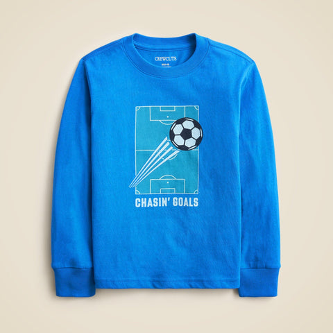 Kids' long-sleeve "Chasin' Goals" graphic T-shirt