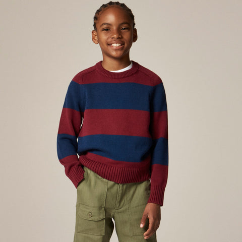 Kids' heritage cotton crewneck sweater in stripe