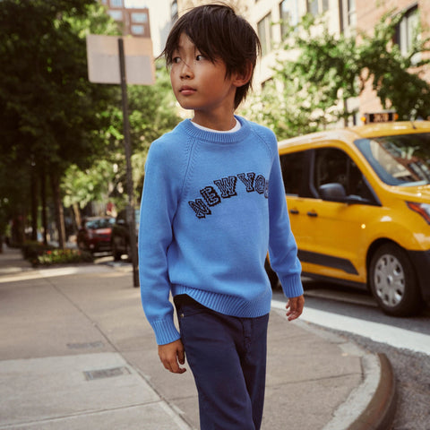 Kids' heritage cotton "New York" crewneck sweater