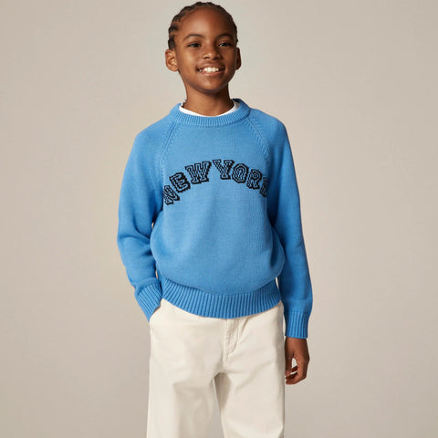 Kids' heritage cotton "New York" crewneck sweater