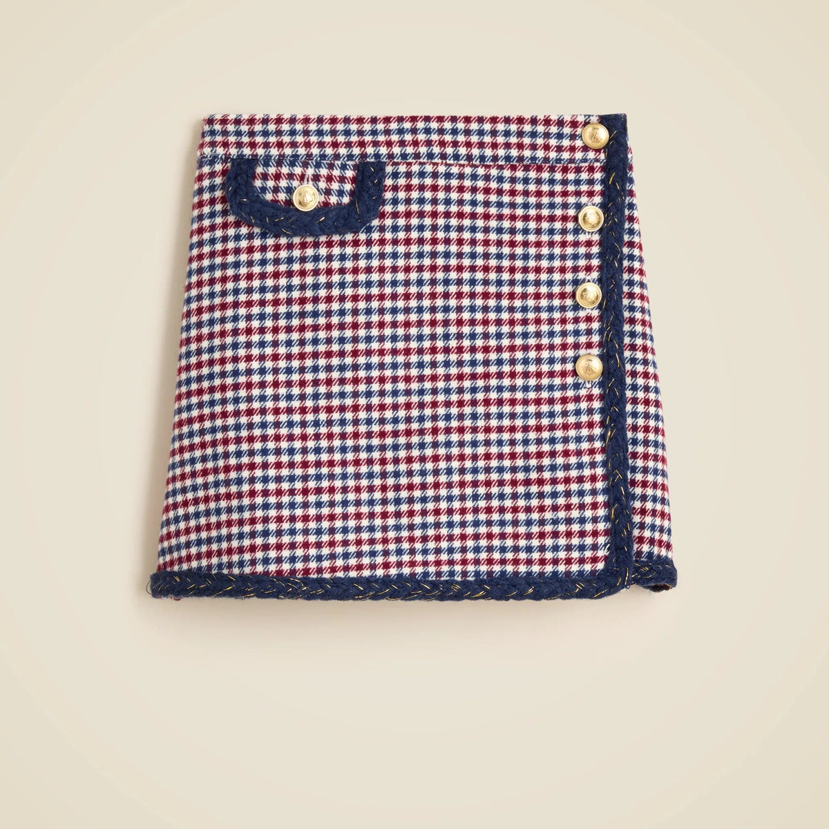 Girls' faux-wrap skirt in houndstooth