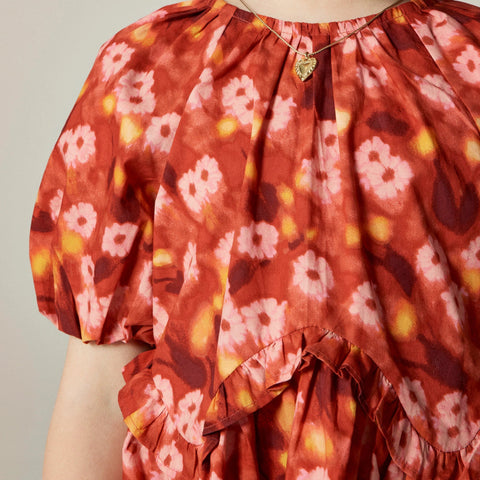 Girls' puff-sleeve shift dress