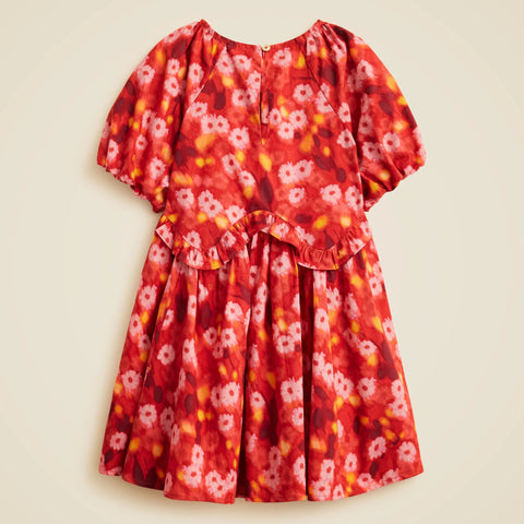 Girls' puff-sleeve shift dress