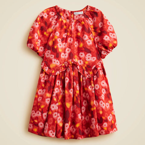 Girls' puff-sleeve shift dress