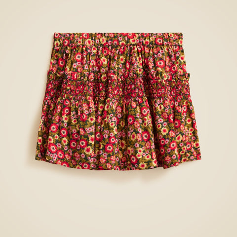 Girls' smocked skirt in floral print
