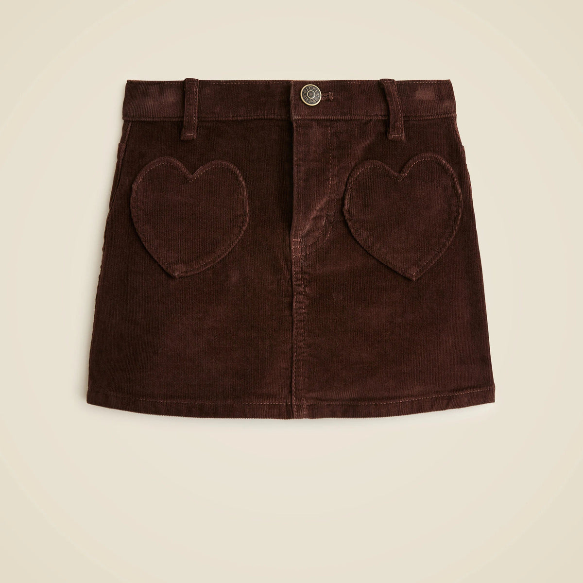 Girls' heart-pocket corduroy skirt