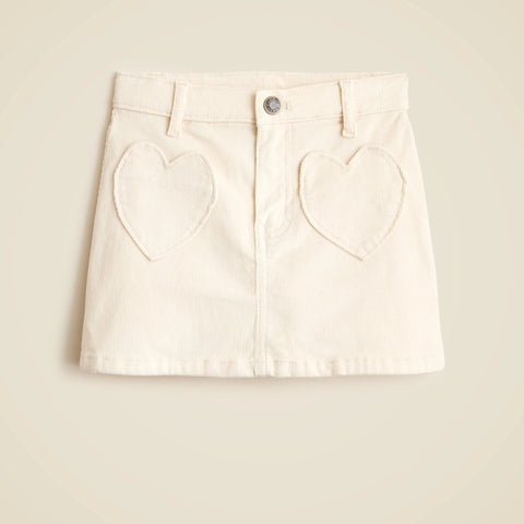 Girls' heart-pocket corduroy skirt