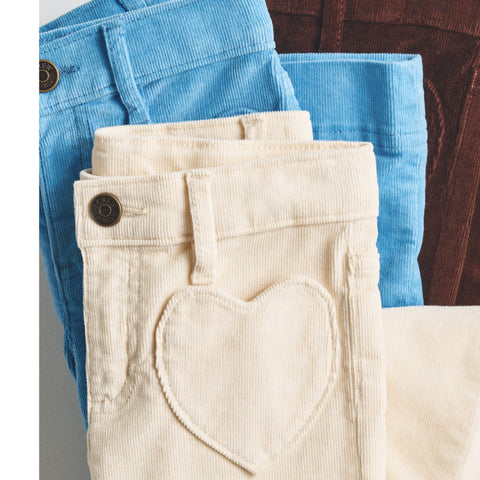 Girls' sailor corduroy trouser with heart pockets