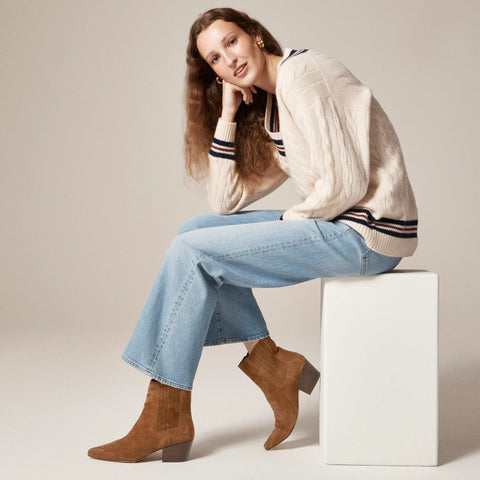 New Piper square-toe ankle boots in suede