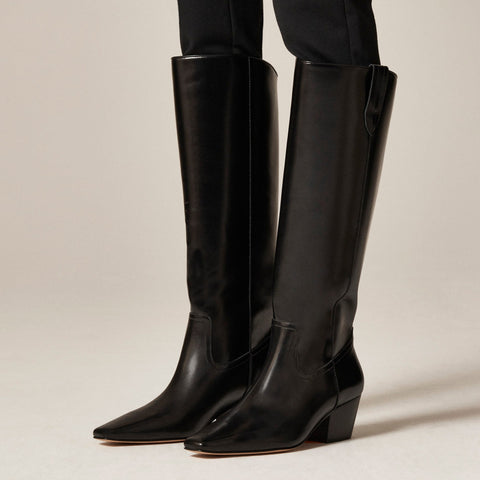 New Piper square-toe knee-high boots in leather
