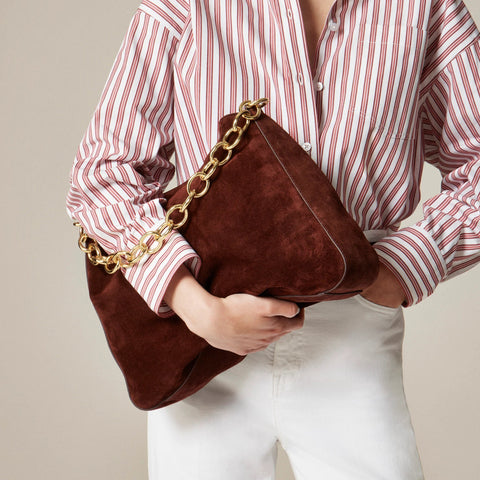 Berkeley chainlink shoulder bag in suede