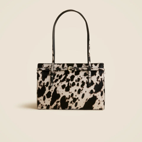 Edie structured shoulder bag in cow-print calf hair